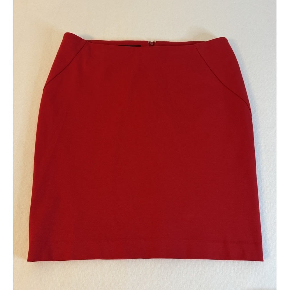 INC International Concepts Red Mini Pencil Skirt Size 12 Stretch Career Wear